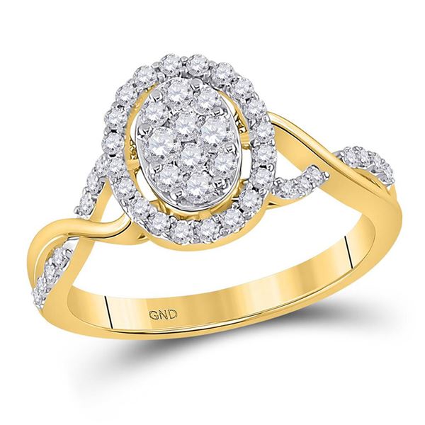 Diamond Oval Cluster Ring 1/2 Cttw 14kt Yellow Gold