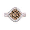 Image 2 : Brown Diamond Cluster Ring 1 Cttw 10kt Rose Gold