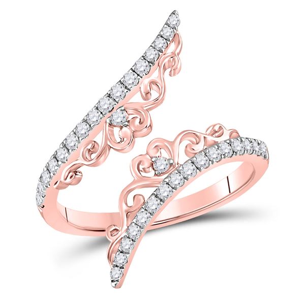 Diamond Modern Bypasss Band Ring 1/3 Cttw 14kt Rose Gold