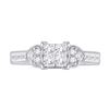 Image 2 : Princess Diamond Square Heart Cluster Ring 3/4 Cttw 14kt White Gold