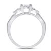 Image 4 : Princess Diamond Square Heart Cluster Ring 3/4 Cttw 14kt White Gold