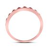 Image 4 : Ruby Beaded Chevron Stackable Band Ring 1/10 Cttw 10kt Rose Gold