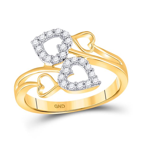 Diamond Double Heart Ring 1/4 Cttw 10kt Yellow Gold