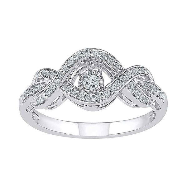 Diamond Moving Twinkle Solitaire Ring 1/4 Cttw 10kt White Gold