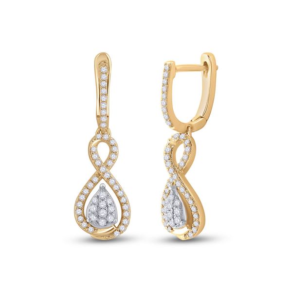 Diamond Teardrop Dangle Earrings 3/8 Cttw 10kt Yellow Gold