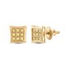 Image 1 : Mens Yellow Color Enhanced Diamond Square Earrings 1/20 Cttw 10kt Yellow Gold