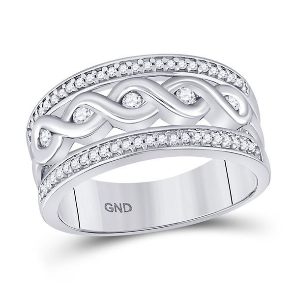 Diamond Twist Scroll Band Ring 1/4 Cttw 10kt White Gold