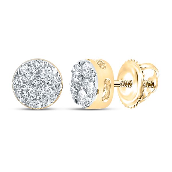 Diamond Cluster Earrings 1/4 Cttw 14kt Yellow Gold