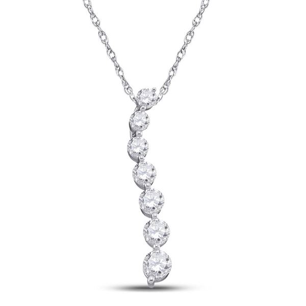 Pave-set Diamond Graduated Journey Pendant 1/4 Cttw 10kt White Gold