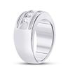 Image 3 : Mens Diamond Single Row 5-Stone Wedding Band Ring 1-1/2 Cttw 14kt White Gold