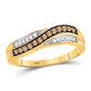 Image 1 : Brown Diamond Band Ring 1/4 Cttw 10kt Yellow Gold
