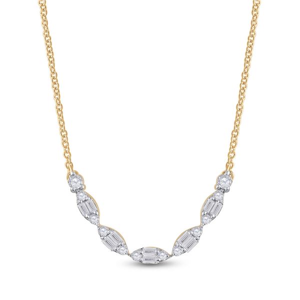 Baguette Diamond Fashion Necklace 1/2 Cttw 14kt Yellow Gold
