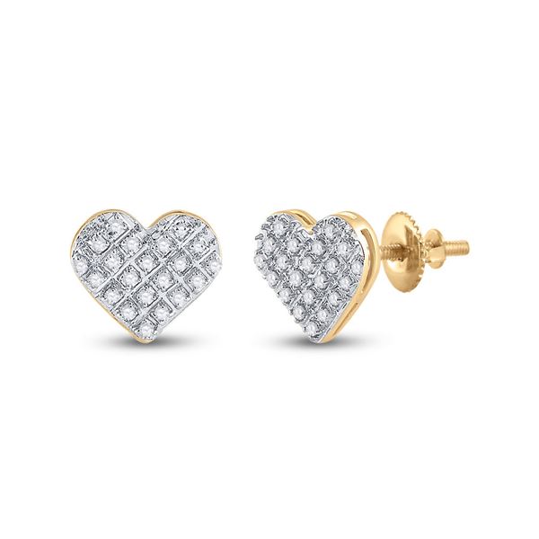 Diamond Heart Earrings 1/6 Cttw 10kt Yellow Gold