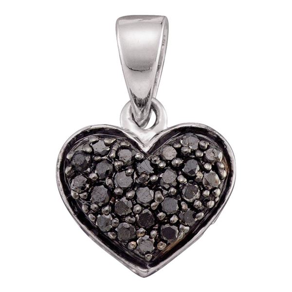 Black Color Enhanced Diamond Heart Pendant 1/4 Cttw 10kt White Gold