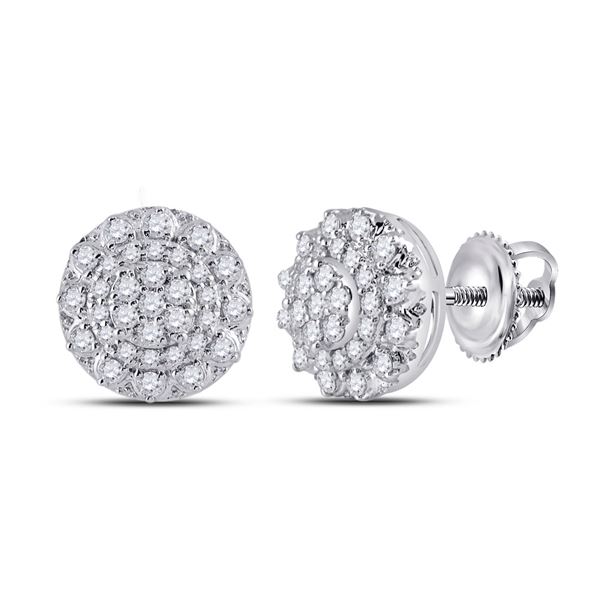 Diamond Cluster Earrings 1/2 Cttw 14kt White Gold