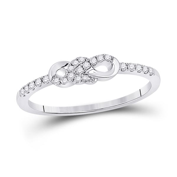Diamond Knot Stackable Band Ring 1/6 Cttw 10kt White Gold
