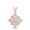 Image 1 : Diamond Offset Square Cluster Pendant 1/2 Cttw 14kt Rose Gold