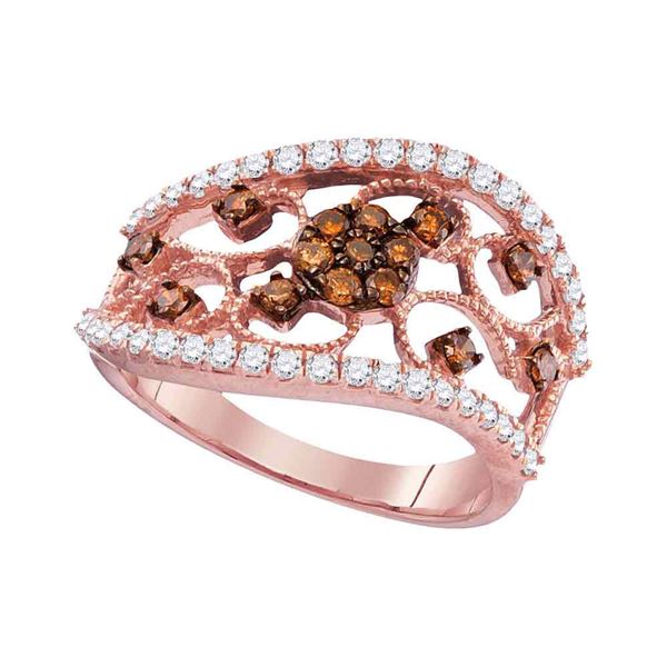 Brown Diamond Filigree Band Ring 7/8 Cttw 10kt Rose Gold