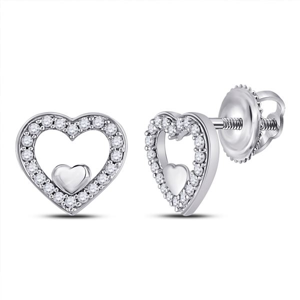 Diamond Heart Earrings 1/8 Cttw 10kt White Gold