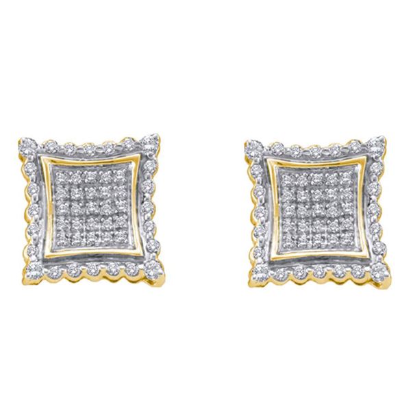 Mens Diamond Square Earrings 1/2 Cttw 10kt Yellow Gold