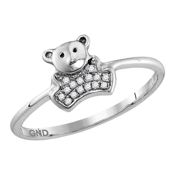 Diamond Teddy Bear Cluster Ring 1/20 Cttw 10kt White Gold