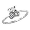 Image 1 : Diamond Teddy Bear Cluster Ring 1/20 Cttw 10kt White Gold