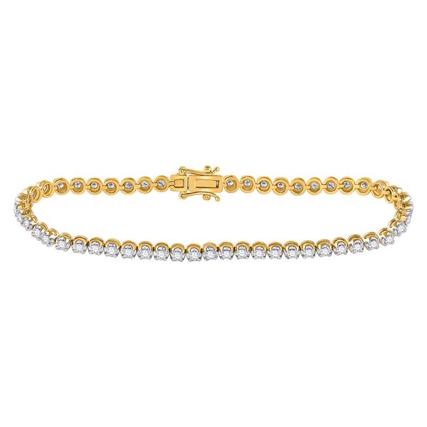 Diamond Studded Tennis Bracelet 1 Cttw 14kt Yellow Gold