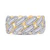 Image 2 : Mens Baguette Diamond Cuban Link Band Ring 2-1/3 Cttw 10kt Yellow Gold