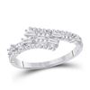 Image 1 : Baguette Diamond Bypass Band Ring 1/5 Cttw 14kt White Gold