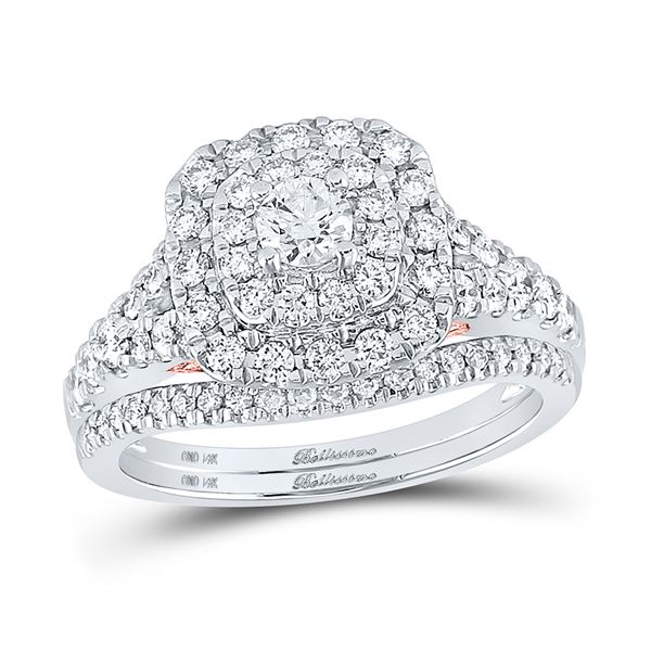 Diamond Bridal Wedding Ring Band Set 1 Cttw 14kt Two-tone Gold