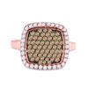 Image 2 : Brown Diamond Square Cluster Ring 1 Cttw 10kt Rose Gold