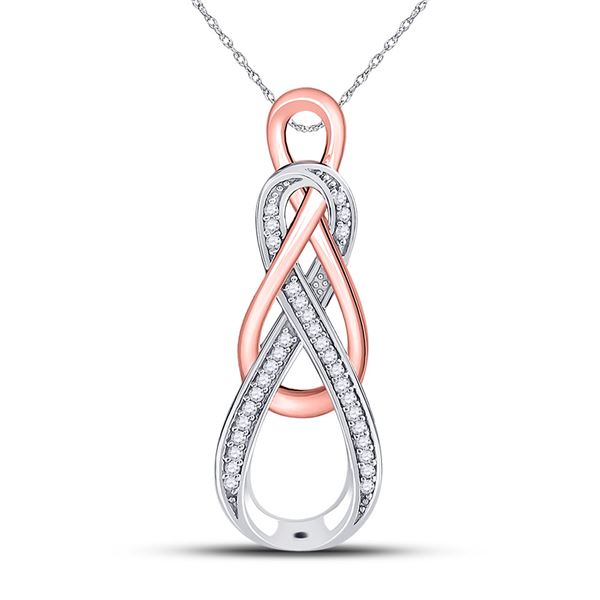 Diamond Double Infinity Pendant 1/10 Cttw 10kt Two-tone Gold
