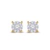 Image 2 : Diamond Cluster Earrings 1/2 Cttw 14kt Yellow Gold