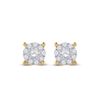 Image 2 : Diamond Cluster Earrings 1/2 Cttw 14kt Yellow Gold