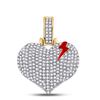 Image 1 : Mens Diamond Bolt Crack Heart Charm Pendant 3/4 Cttw 10kt Yellow Gold