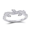 Image 1 : Diamond Vine Floral Stackable Band Ring 1/6 Cttw 10kt White Gold