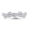 Image 2 : Diamond Vine Floral Stackable Band Ring 1/6 Cttw 10kt White Gold