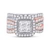 Image 2 : Princess Diamond Bridal Wedding Ring Band Set 2-3/4 Cttw 14kt Two-tone Gold