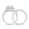 Image 4 : Princess Diamond Bridal Wedding Ring Band Set 2-3/4 Cttw 14kt Two-tone Gold