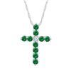 Image 1 : Lab-Created Emerald Cross Pendant 5/8 Cttw 10kt White Gold