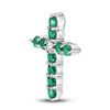 Image 2 : Lab-Created Emerald Cross Pendant 5/8 Cttw 10kt White Gold