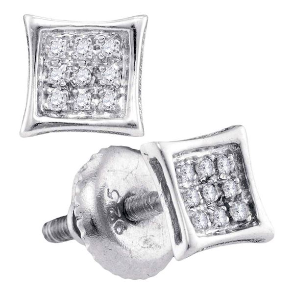 Mens Diamond Kite Cluster Earrings 1/20 Cttw 10kt White Gold