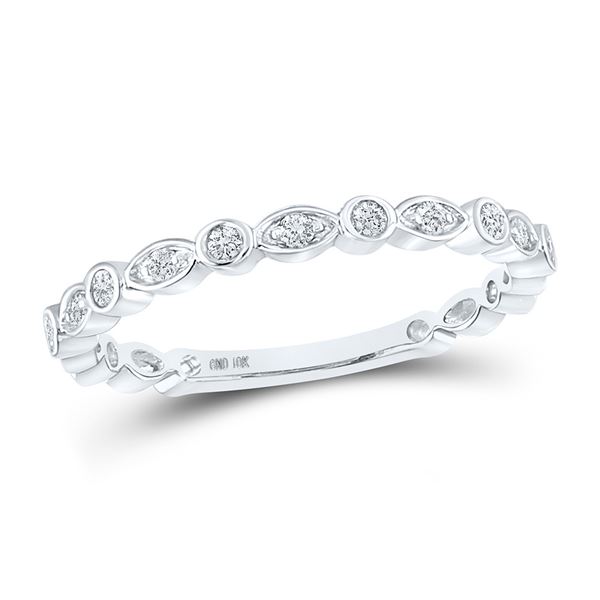 Diamond Stackable Band Ring 1/8 Cttw 10kt White Gold