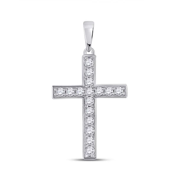 Diamond Cross Pendant 1/3 Cttw 10kt White Gold