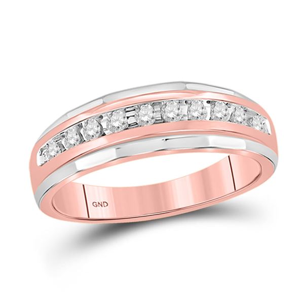 Mens Diamond Wedding Band Ring 1/4 Cttw 10kt Rose Gold