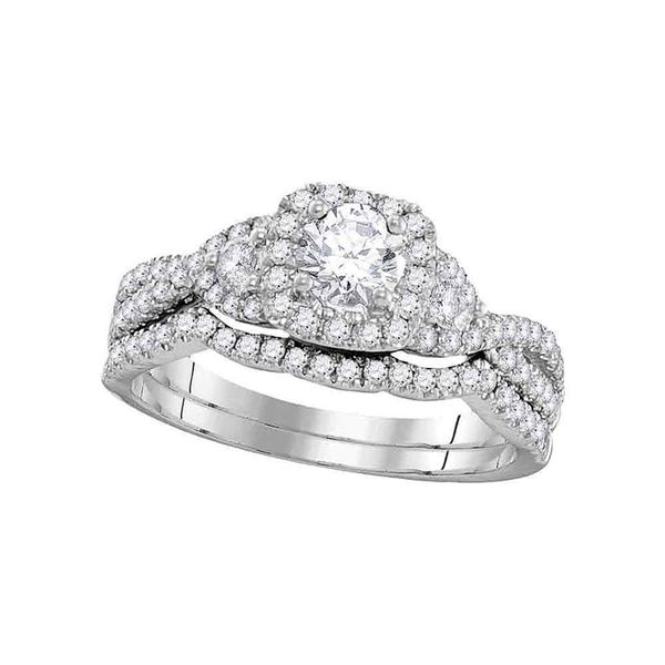 Diamond Bridal Wedding Ring Band Set 1 Cttw 14kt White Gold