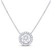 Image 1 : Diamond Floral Cluster Necklace 1/3 Cttw 14kt White Gold