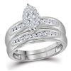 Image 2 : His Hers Diamond Cluster Matching Wedding Set 3/4 Cttw 10kt White Gold
