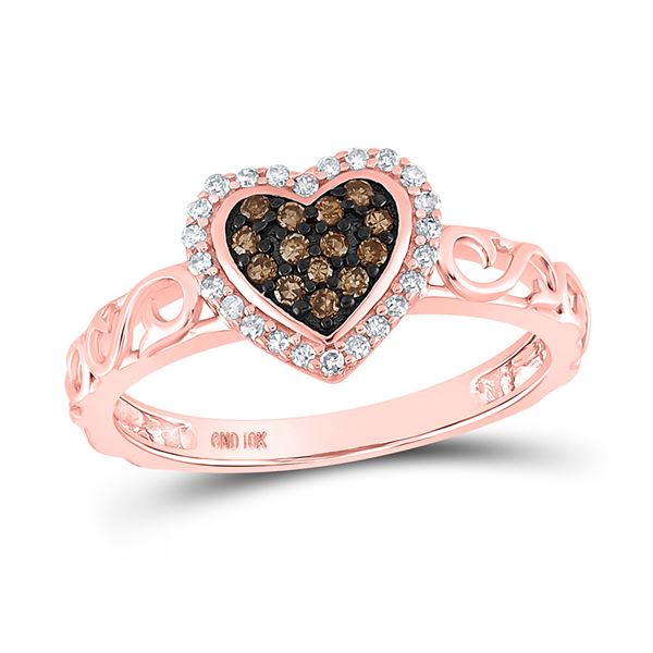 Brown Diamond Heart Ring 1/4 Cttw 10kt Rose Gold