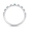 Image 4 : Emerald Dot Flower Stackable Band Ring 1/12 Cttw 10kt White Gold